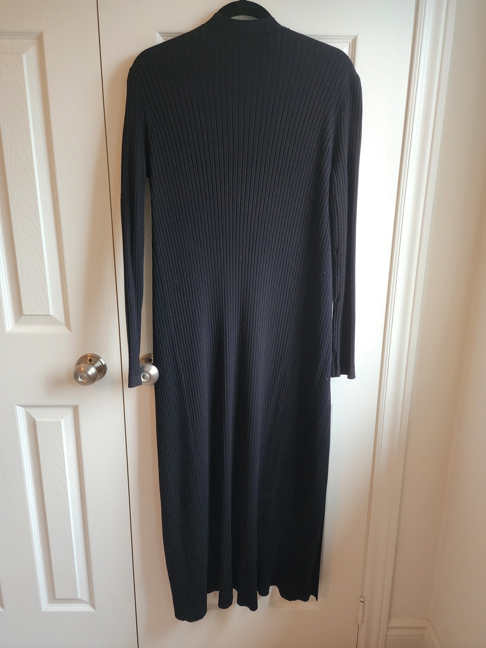 le chateau Long Black Ribbed Open-Front Cardigan Size LG - Picture 5 of 5